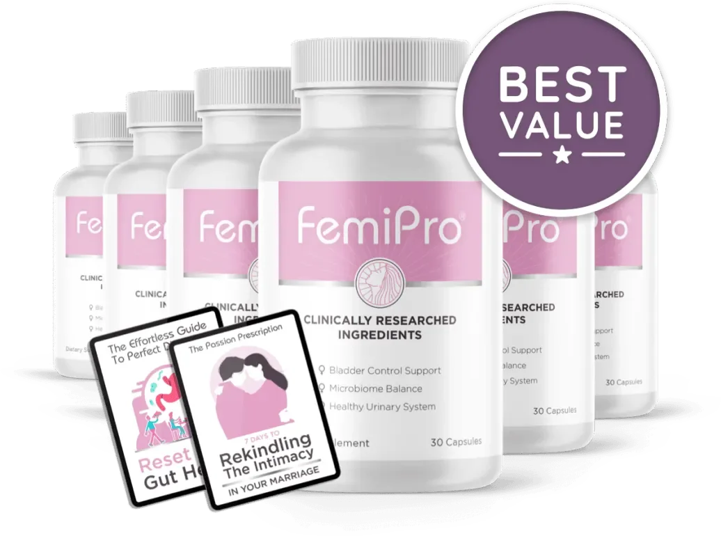 Six bottle bundle of Femipro with bonus gifts